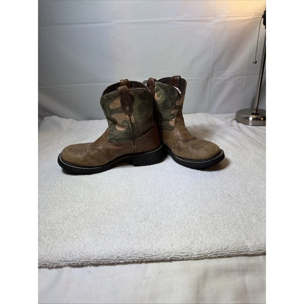 Justin K'S Kids Boots 9913Y Brown Leather Camo Size 3 D Pull On